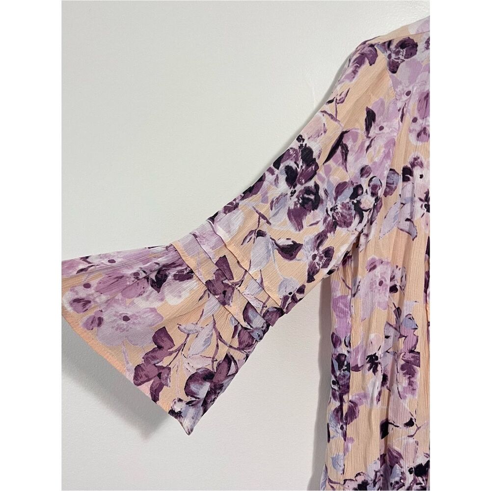 J. Jill Floral Peasant Blouse M Petite Boho Ruffle Sleeve Lightweight Top - Picture 4 of 9